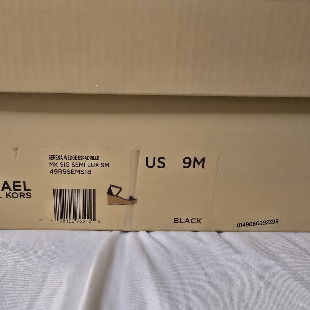 Michael Kors Black Wedge Espadrille (Serena) Sandals Size 9 Like New Condition - Picture 6 of 6